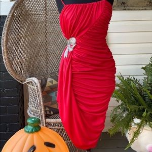 1980s red cocktail dress